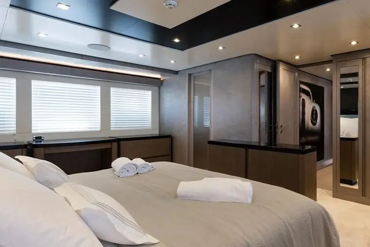 Cerri 102’ Flying Sport, main deck — Barcelona Yacht Rental, Barcelona. Fast sport lines for a sun-lit Sitges run