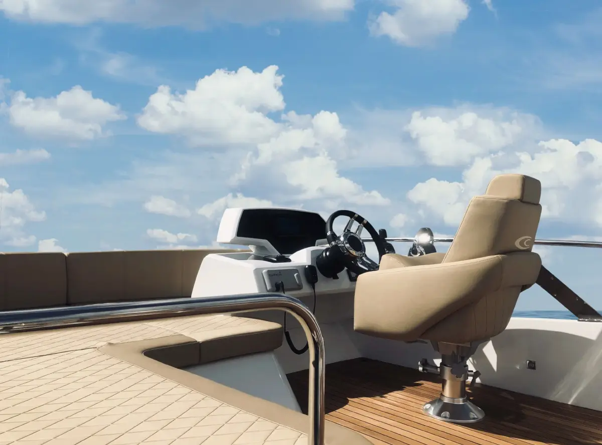 Cobrey 50 FLY, exterior — Barcelona Yacht Rental, Barcelona. Sitges swims and flybridge lunches, comfortably within reach