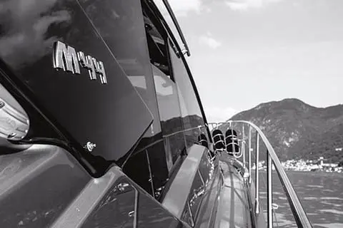 Cranchi M44 HT, exterior — Barcelona Yacht Rental, Barcelona. Sitges swims and sunset light, easy 14m comfort