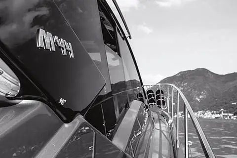 Cranchi M44 HT, exterior — Barcelona Yacht Rental, Barcelona. Sitges swims and sunset light, easy 14m comfort