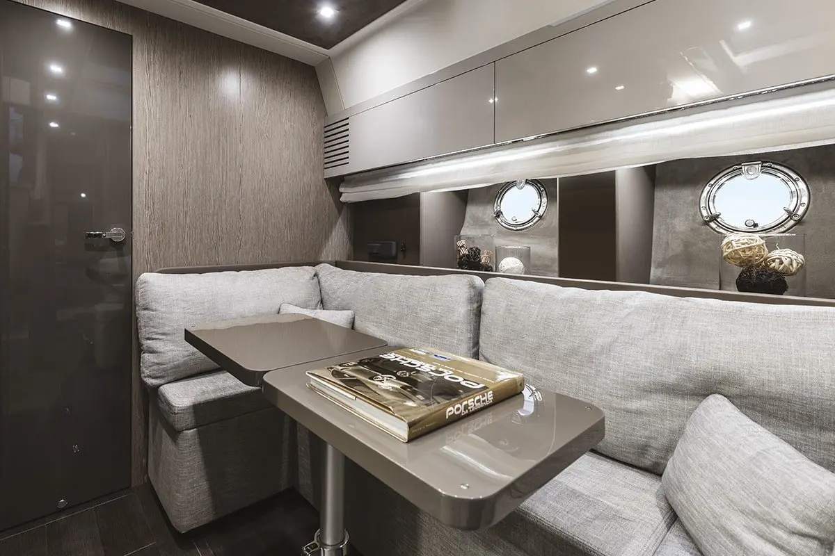 Cranchi M44 HT, exterior — Barcelona Yacht Rental, Barcelona. Sitges swims and sunset light, easy 14m comfort