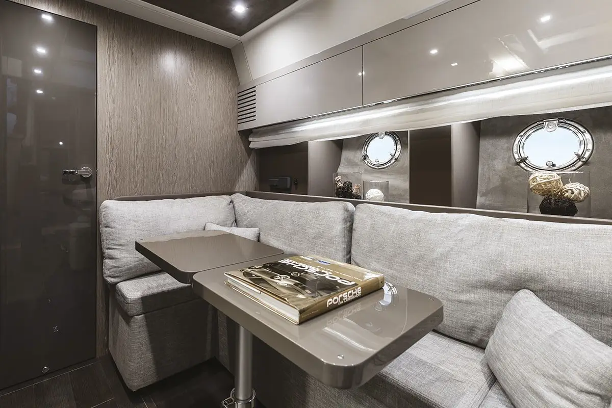 Cranchi M44 HT, exterior — Barcelona Yacht Rental, Barcelona. Sitges swims and sunset light, easy 14m comfort