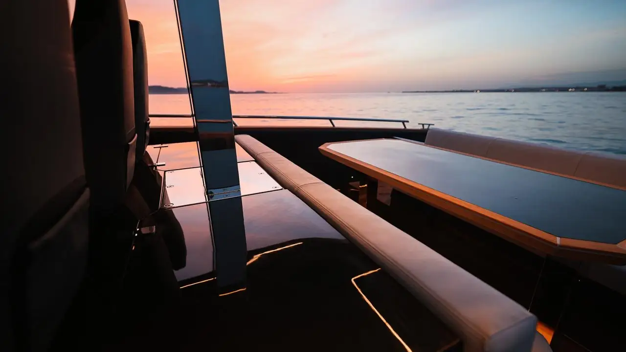 Forza 37, flybridge — Barcelona Yacht Rental, Barcelona. Cubierta abierta y velocidad rumbo a Sitges