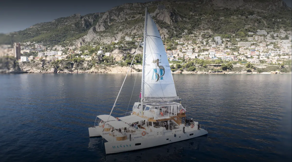 Manana Yacht, exterior — Barcelona Yacht Rental, Barcelona. Sitges swims and shoreline lunches at an easy pace