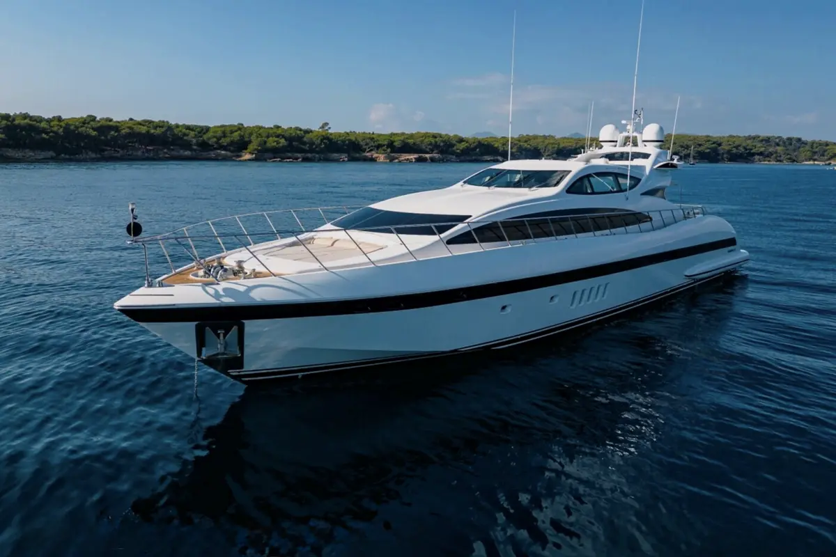 Mangusta 105, camarote principal — Barcelona Yacht Rental, Barcelona. Velocidad y estilo deportivo rumbo a Sitges