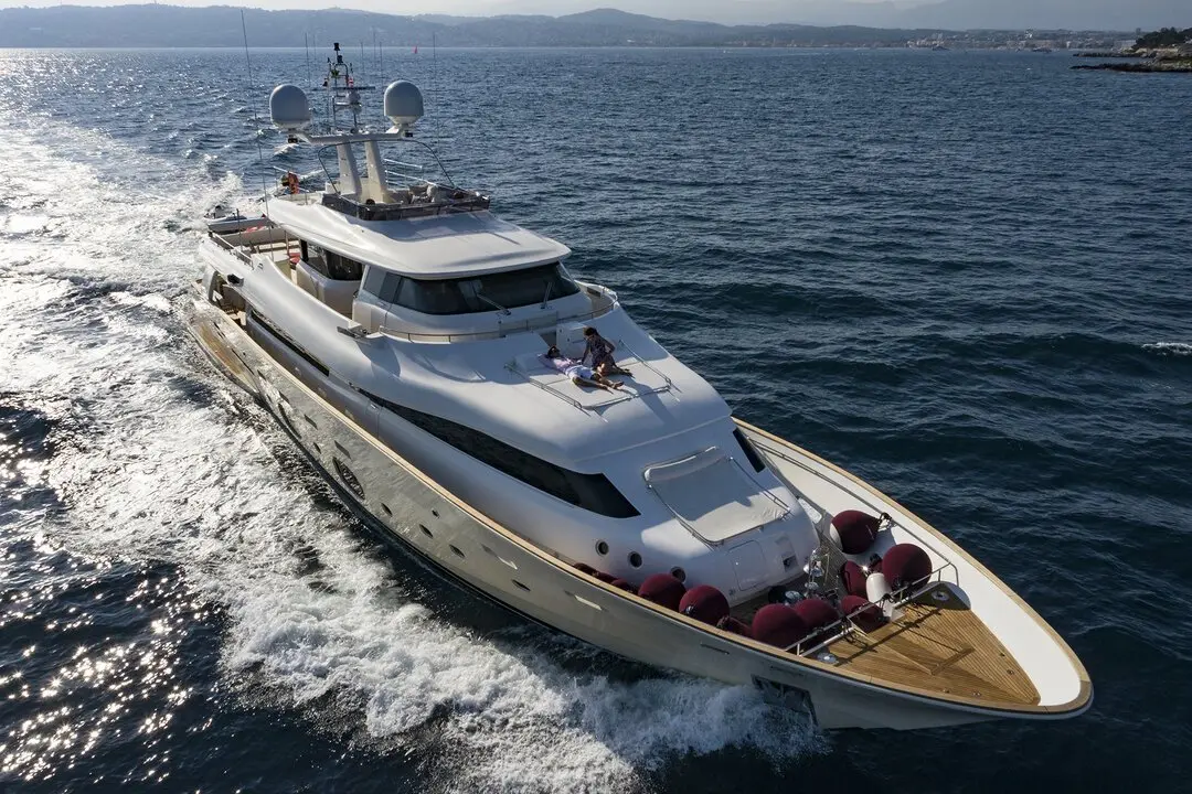 Navetta 33, main deck — Barcelona Yacht Rental, Barcelona. Full-displacement calm for a slow Sitges coastline run