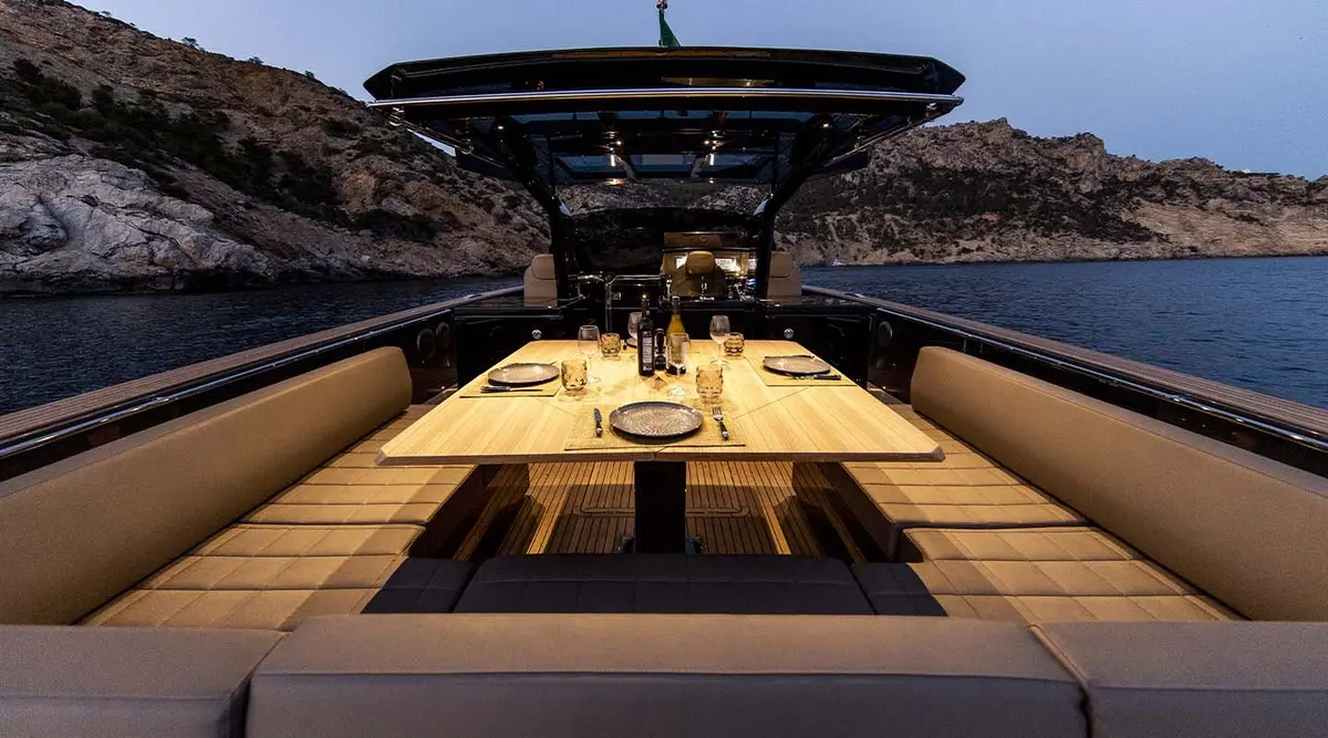 Pardo 50, exterior — Barcelona Yacht Rental, Barcelona. Sitges coves by day, sleek and swift
