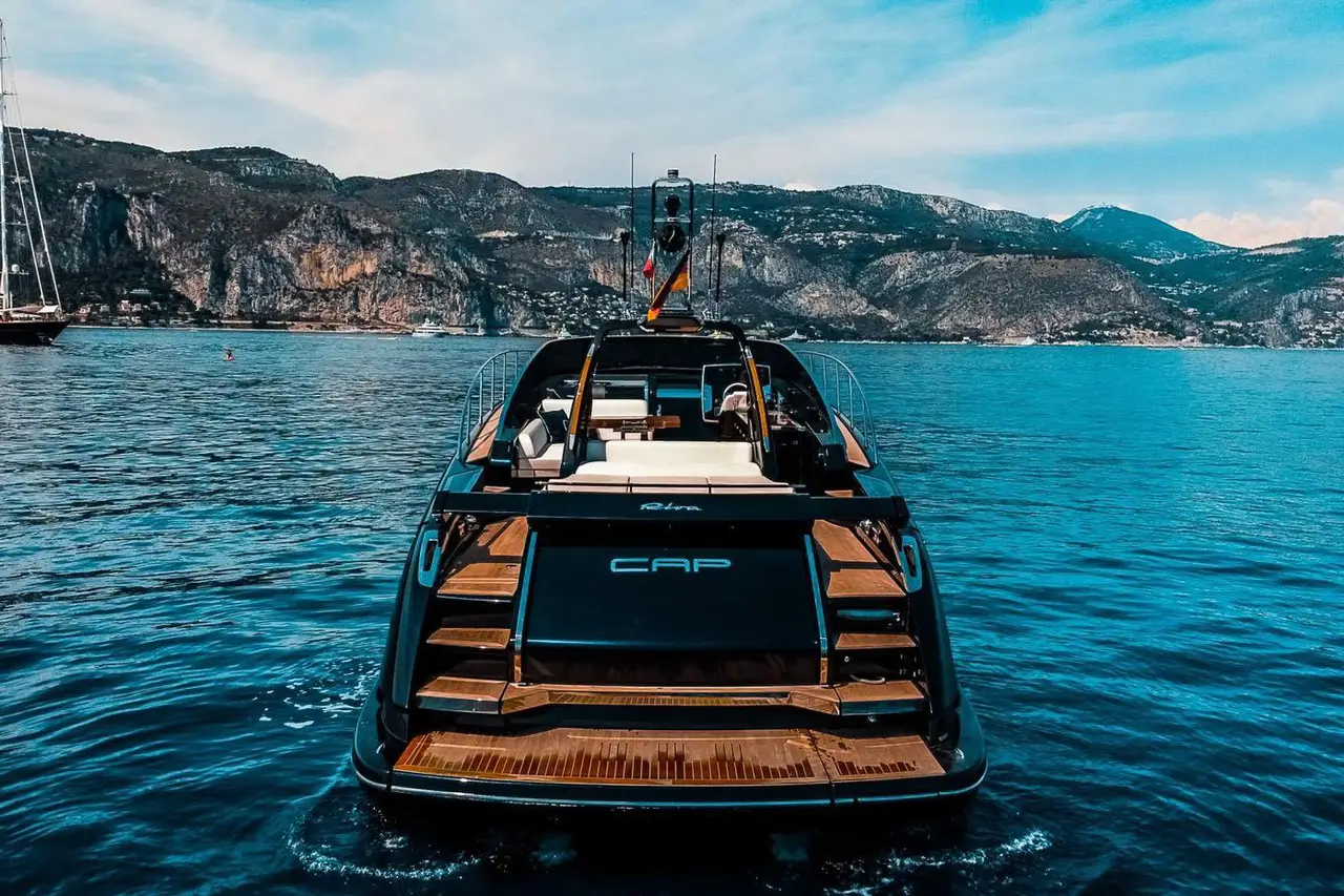 Riva 56 Rivale, flybridge — Barcelona Yacht Rental, Barcelona. Sleek open-deck runs to Sitges before lunch