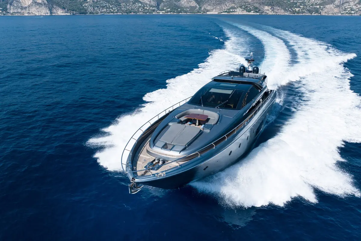 Riva 86 Domino, main deck — Barcelona Yacht Rental, Barcelona. Sleek Italian lines built for the Sitges run