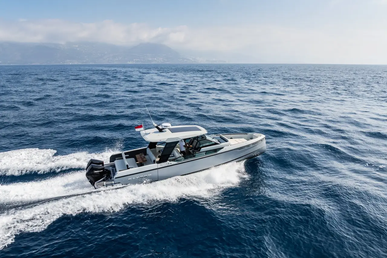 Saxdor 320, main deck — Barcelona Yacht Rental, Barcelona. Quick coastal runs to Sitges before lunch