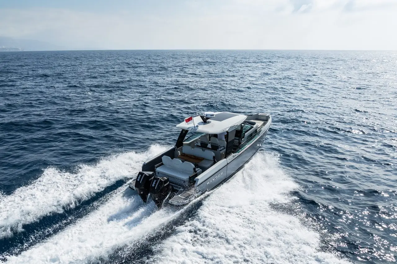 Saxdor 320, exterior — Barcelona Yacht Rental, Barcelona. Quick coastal runs to Sitges before lunch